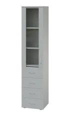 LE - 44 skříň léková prosklená, levá, šedá